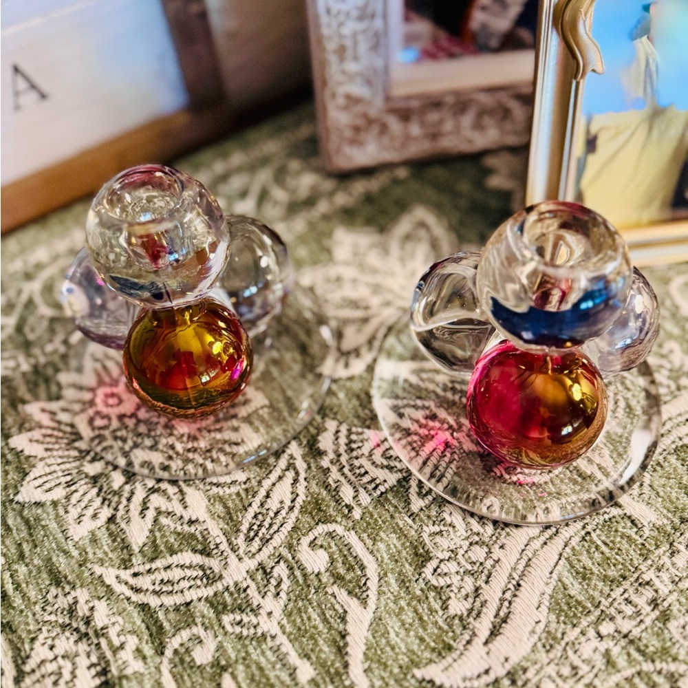 Colorful Glass candlestick holders